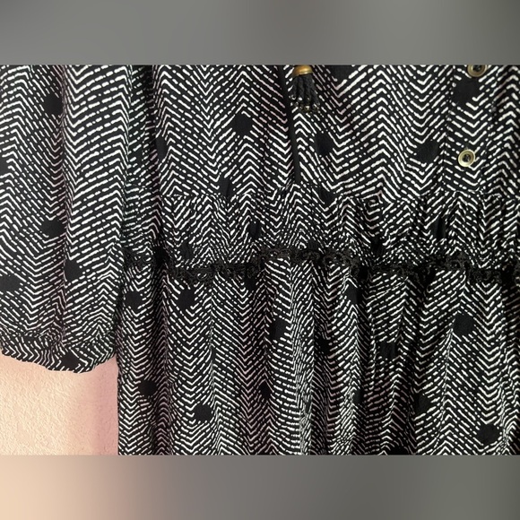 Anthropologie Maeve Galen Black & White Polka Dot Boho Striped Dress L - Picture 5 of 12